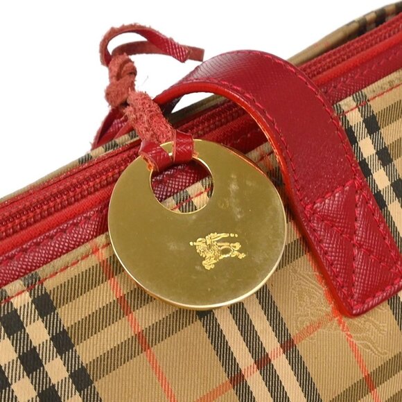 Burberry Beige Red House Check Tote Bag - Picture 6 of 11